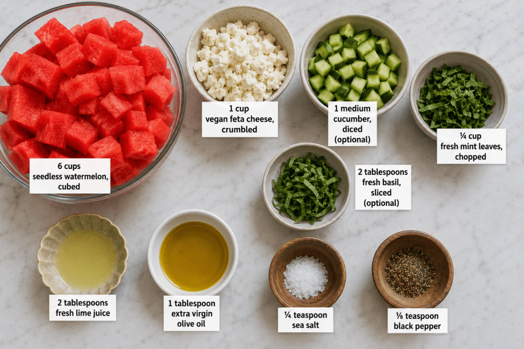 Watermelon Feta Salad With Mint (Fresh Summer Vegan Version)