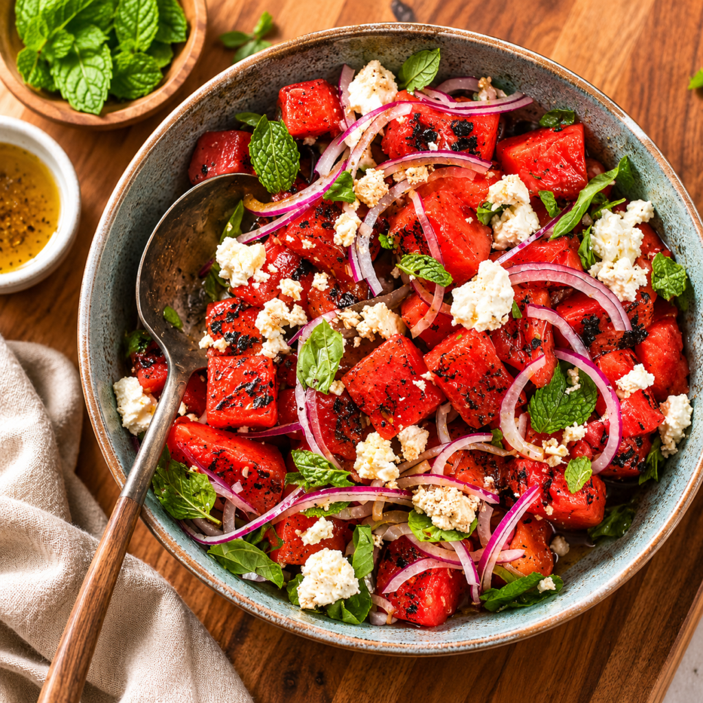 Watermelon Feta Salad With Mint (Fresh Summer Vegan Version)