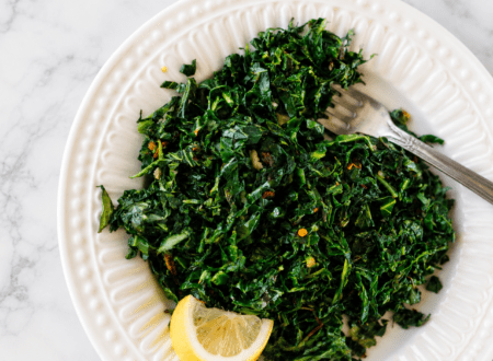 Garlicky greens made with sautéed kale and leafy vegetables cooked with fresh garlic and seasonings.